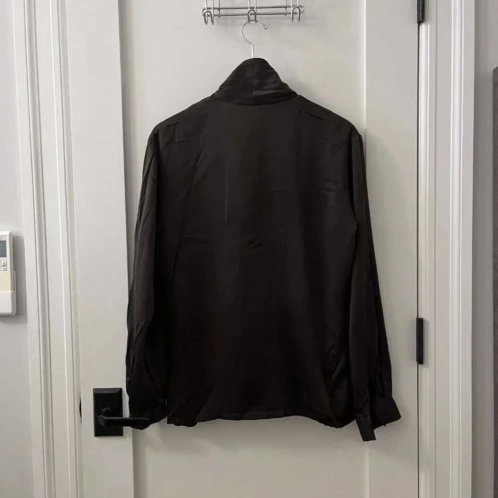 Chocolate Brown Button-down Blouse - Picture 2 of 6